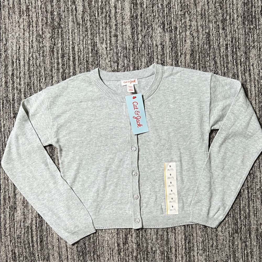 Cat & Jack Light Gray Girl's Cardigan Size S (6/7)